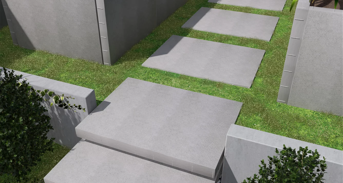 uloženie dlažby City® XXL ako schodového prvku alebo vyvýšeného záhonu (na výšku 100 alebo 75 cm).